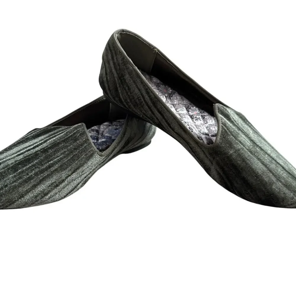 Birdies The Heron Velvet Loafer Flats in Olivine Size 6.5